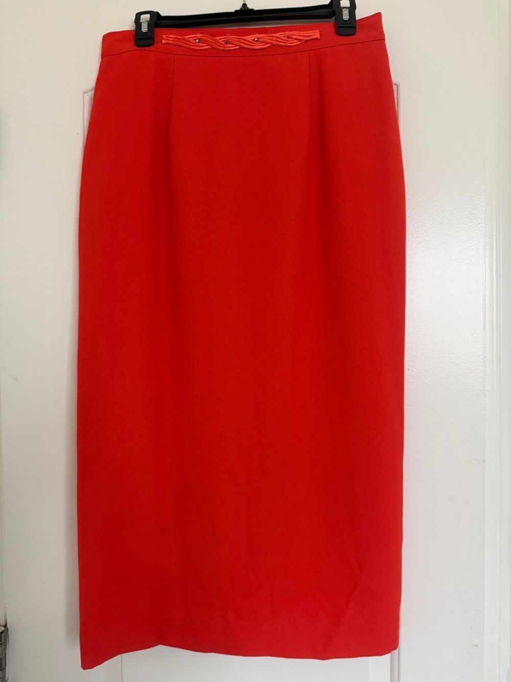 Orange Maxi Skirt with Braided Waist Detail